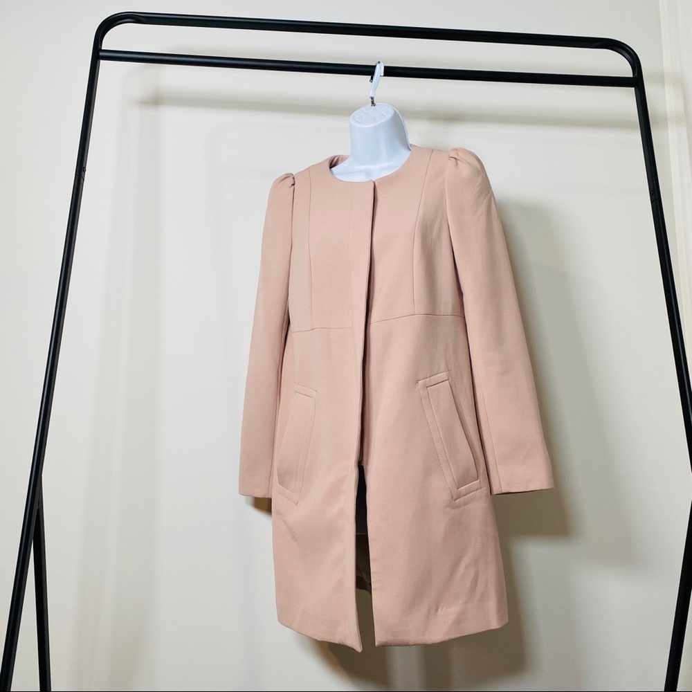 H&M Blush Pink Gathered Shoulder Lightweight Jacket Size 6 - Picture 5 of 9